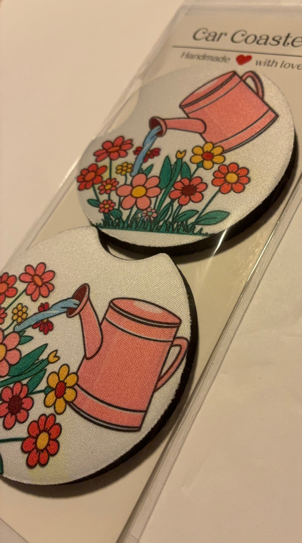 Spring watering can car coasters