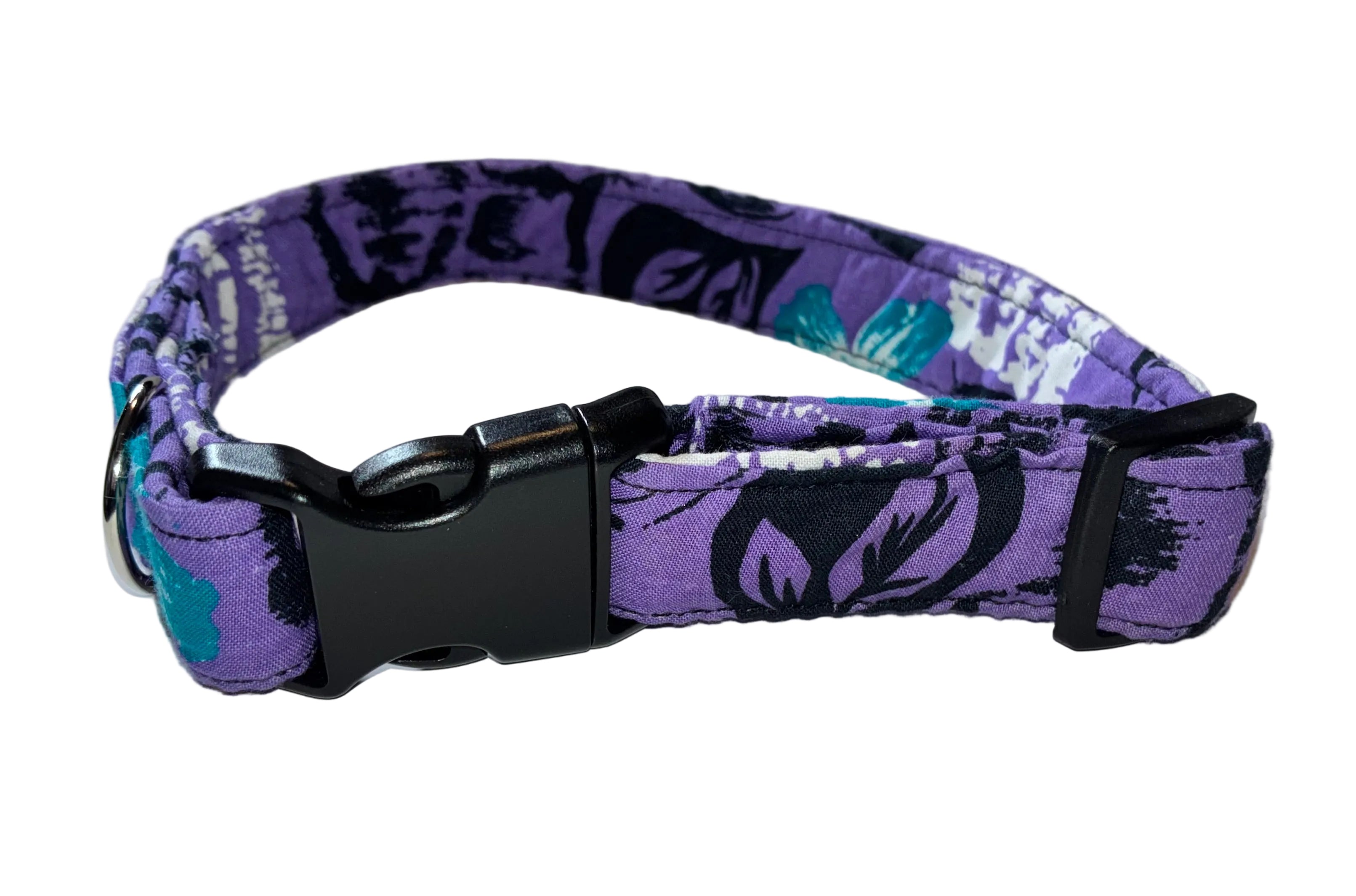 Purple Abstract Black Clip Medium Pet Collar