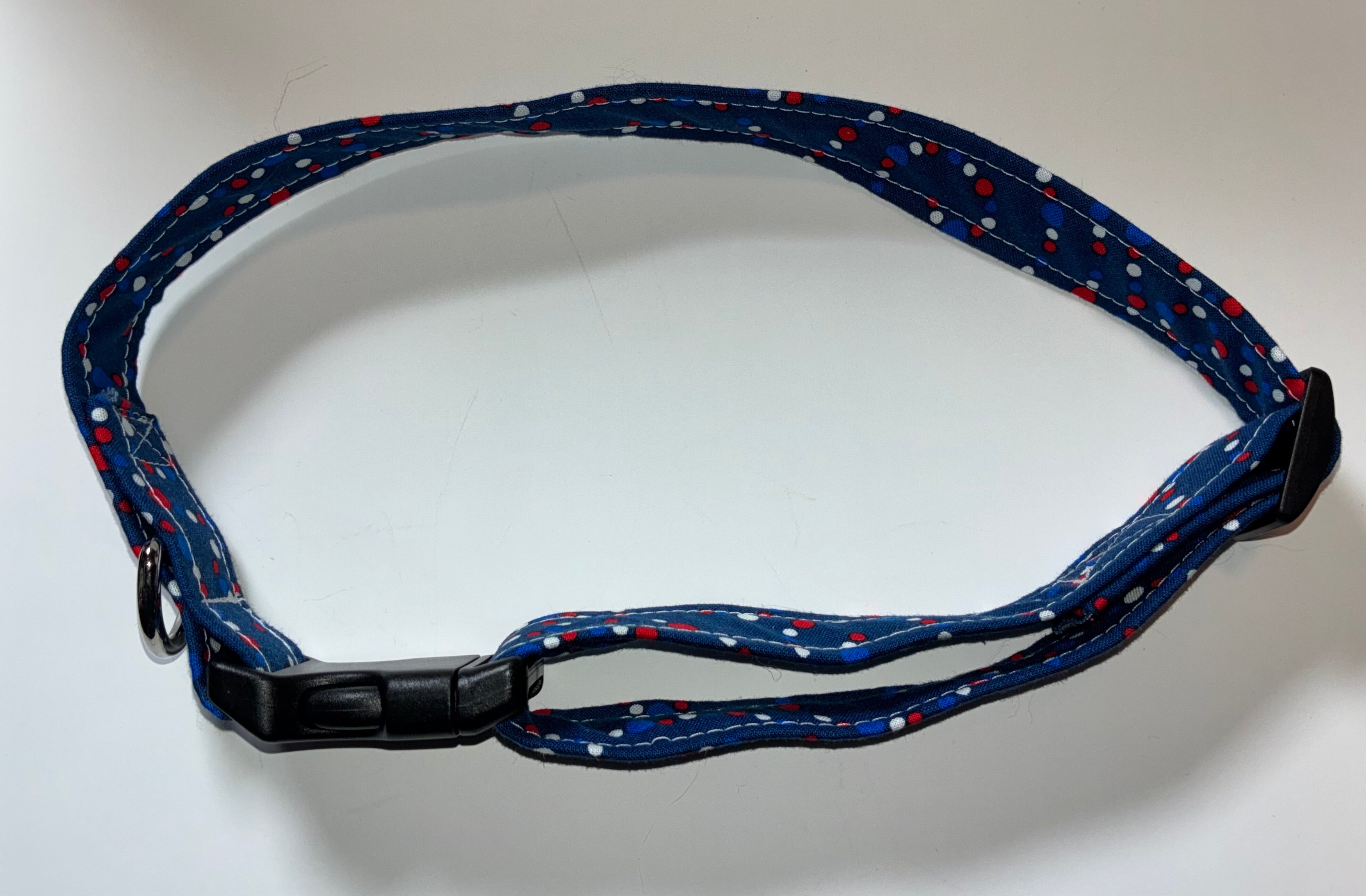Red, White and Blue Polkadot Large Pet Collar