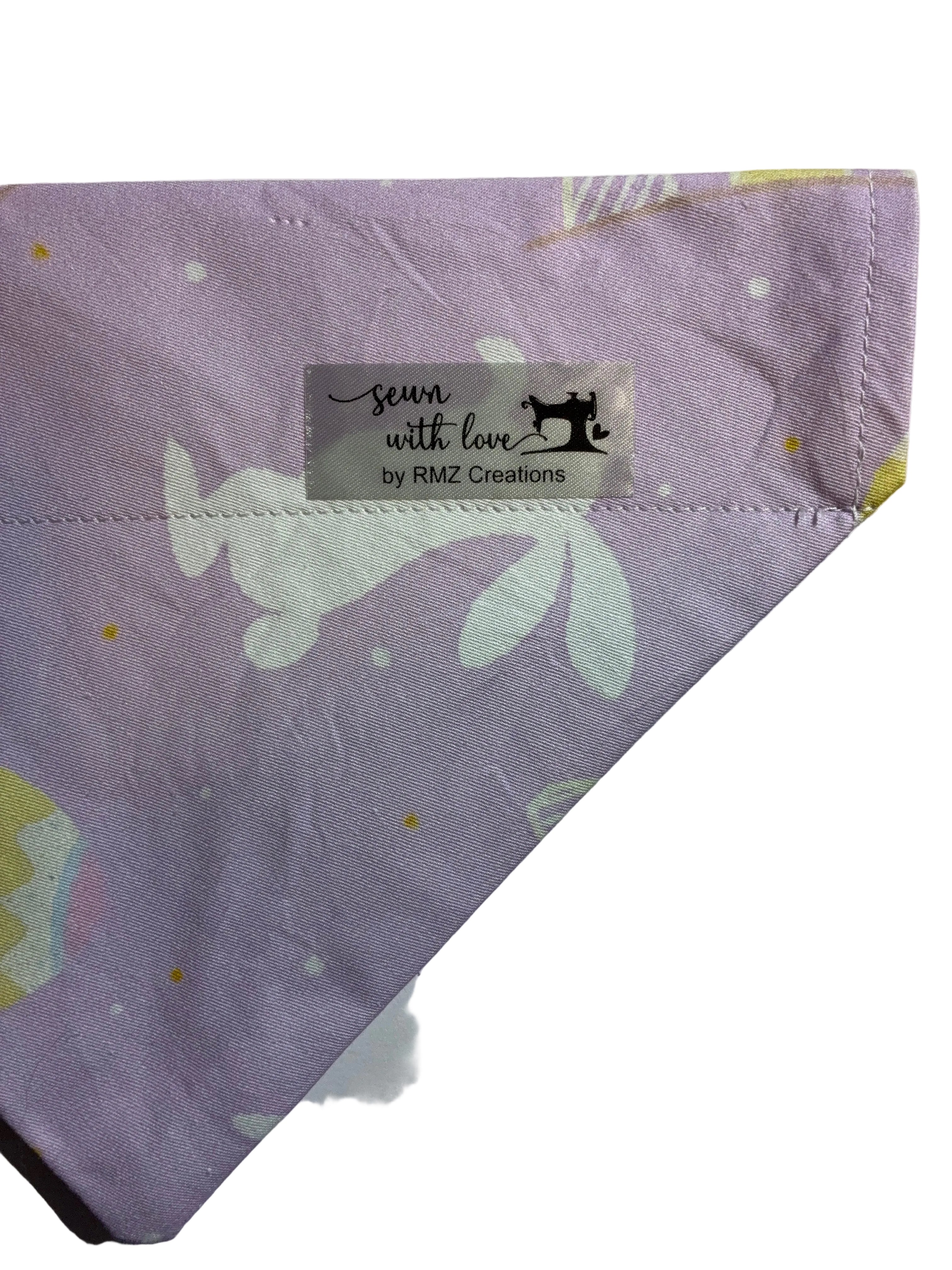 Purple Easter Bunny Pet Bandana - Size Medium