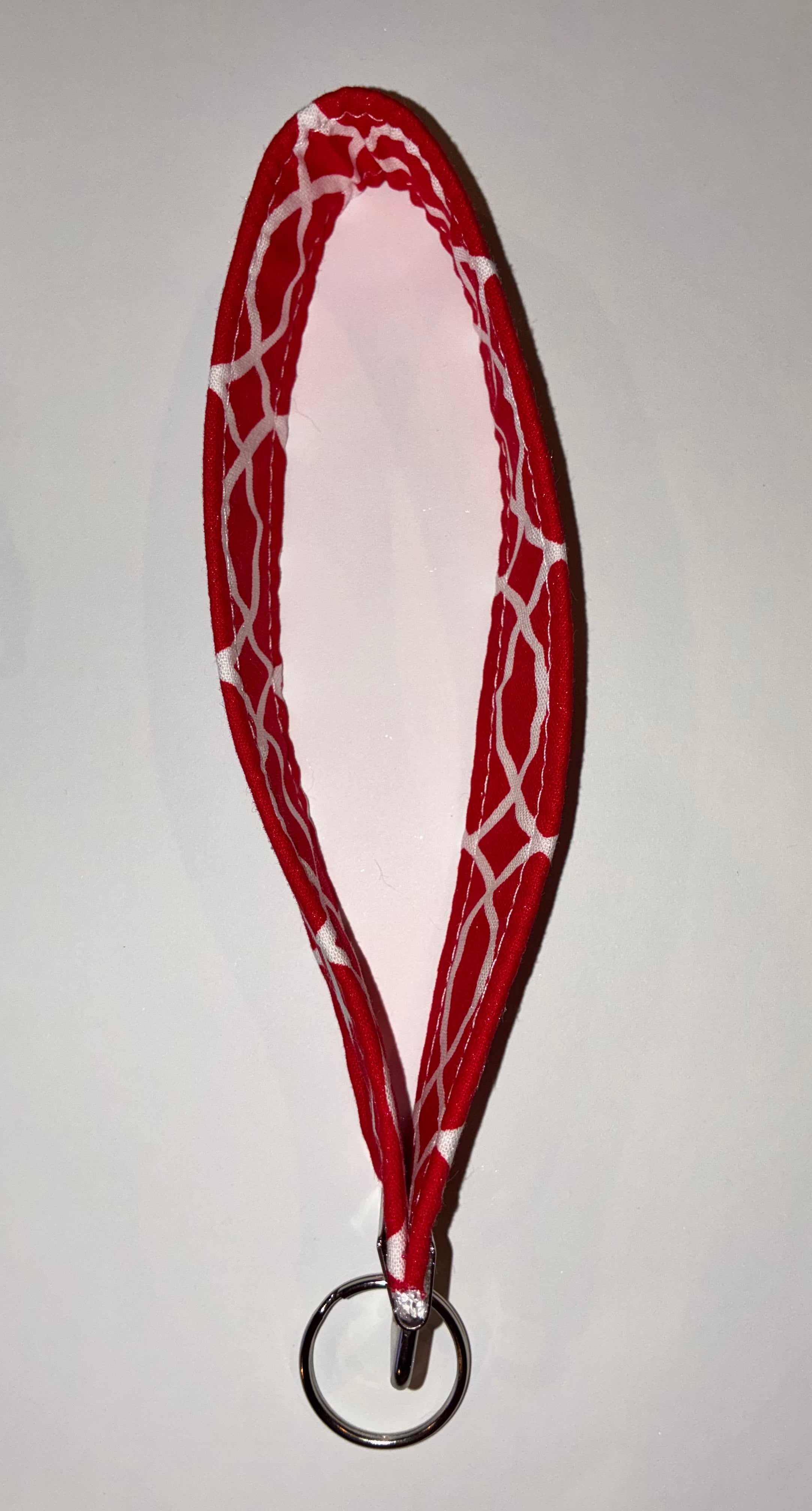 Red and white design wristlet keychain