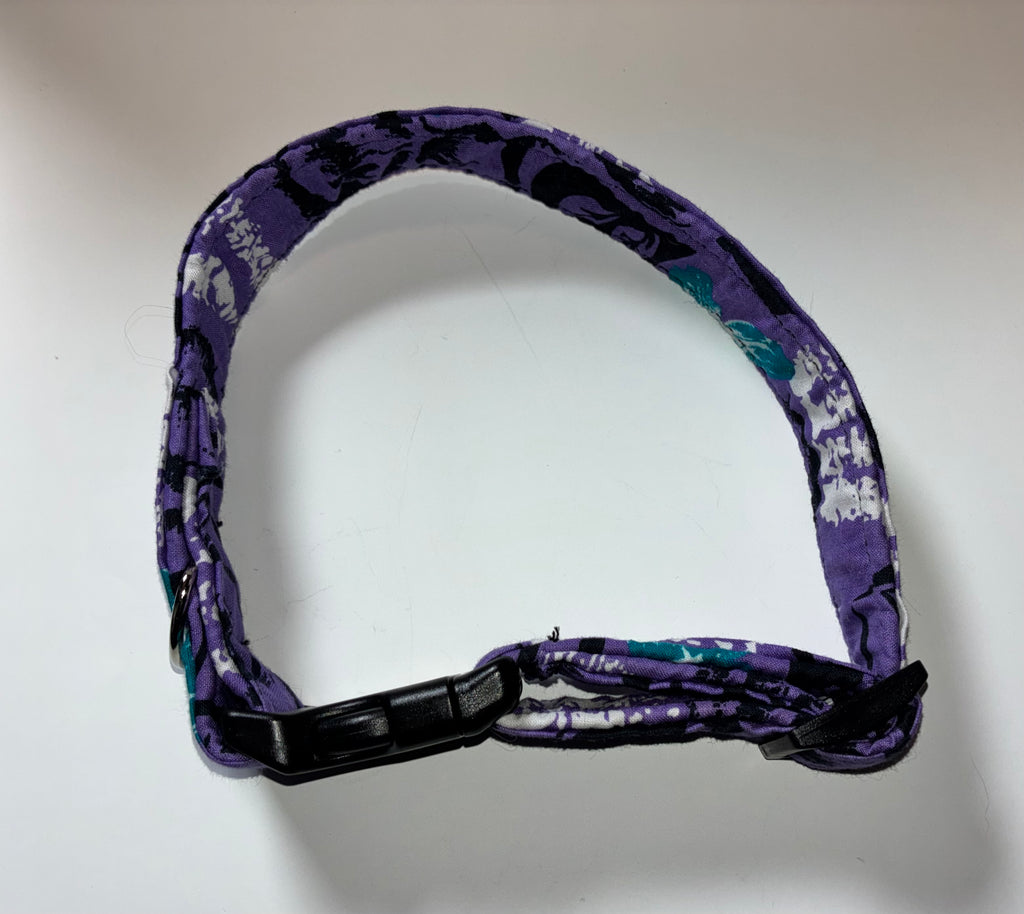 Purple Abstract Black Clip Medium Pet Collar