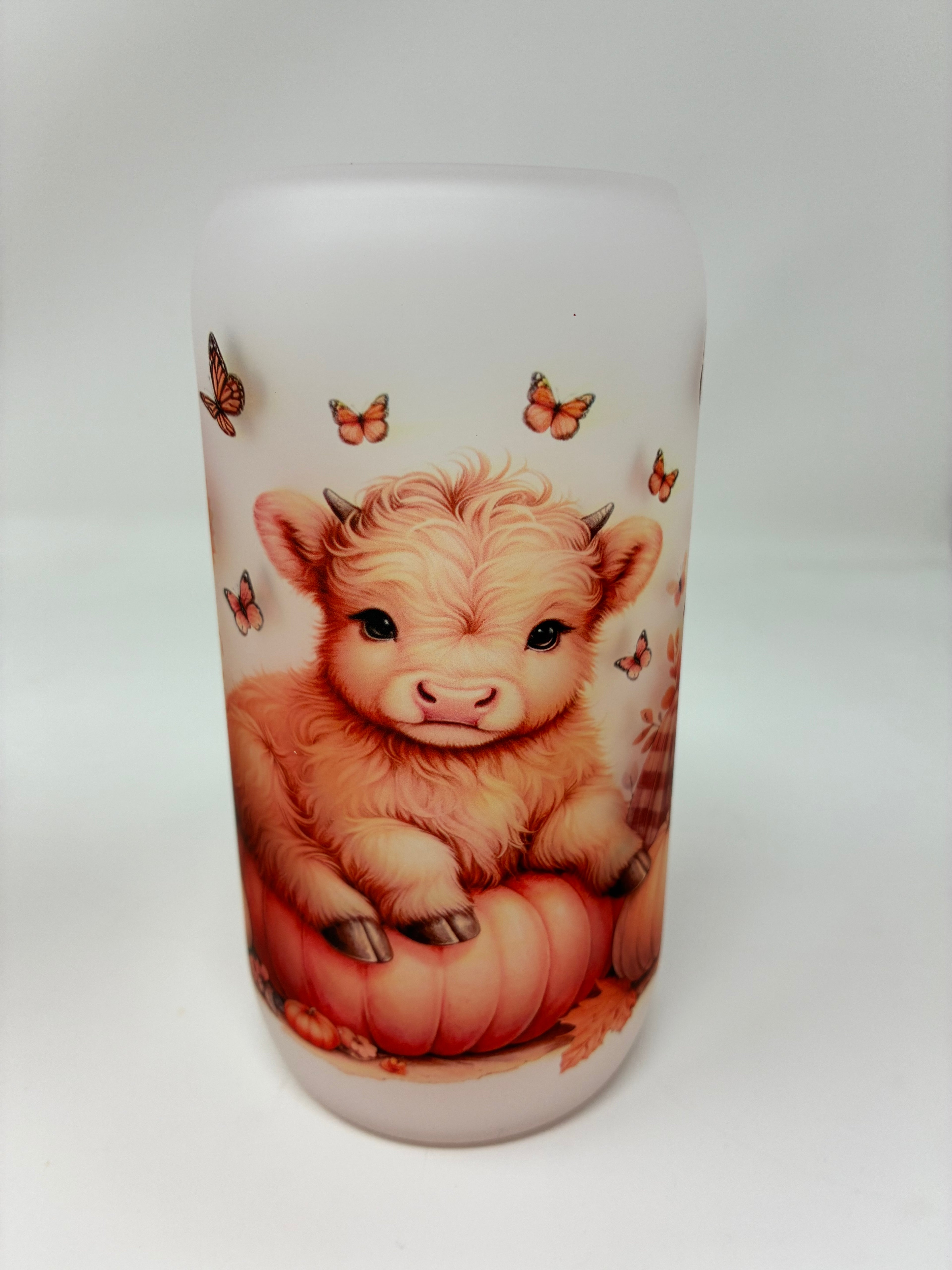 Halloween Glass Cups with Bamboo Lid and Straw