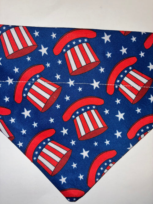 Blue Top Hat Pet Bandana - Size Medium