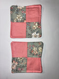 Pink and Green Quilted Coaster Set - 2 Pack