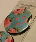 Light blue floral car coasters