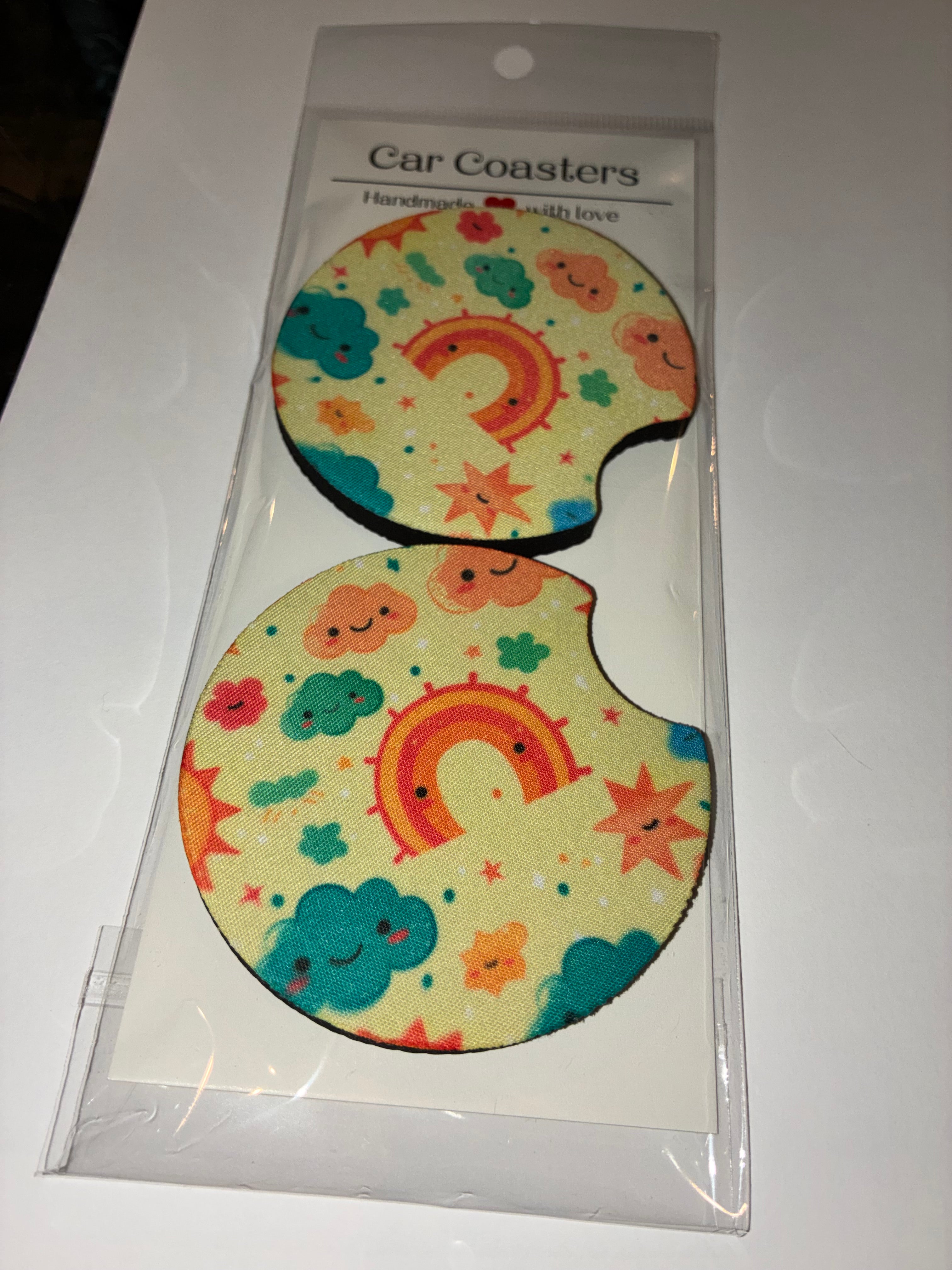 Cartoon Rainbow car coasters