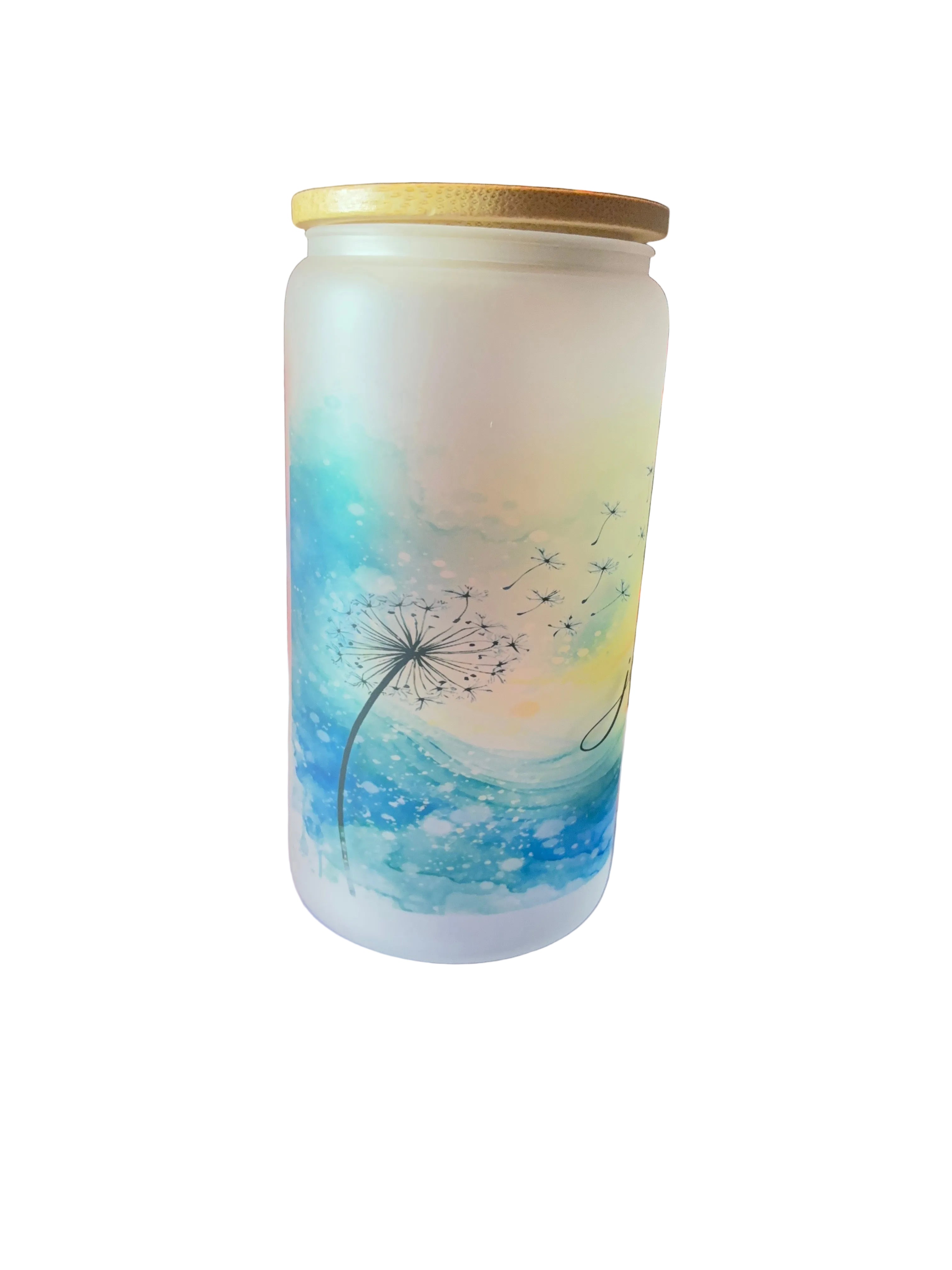Just Breathe 16oz Glass Cup with Bamboo Lid and Straw