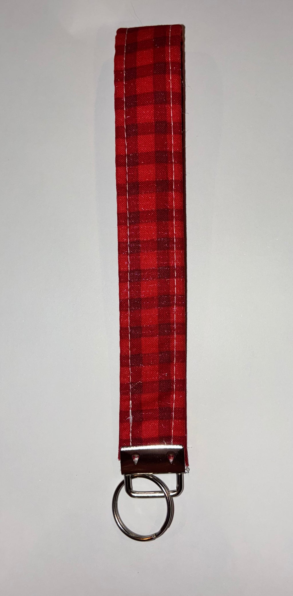 Red plaid wristlet keychain