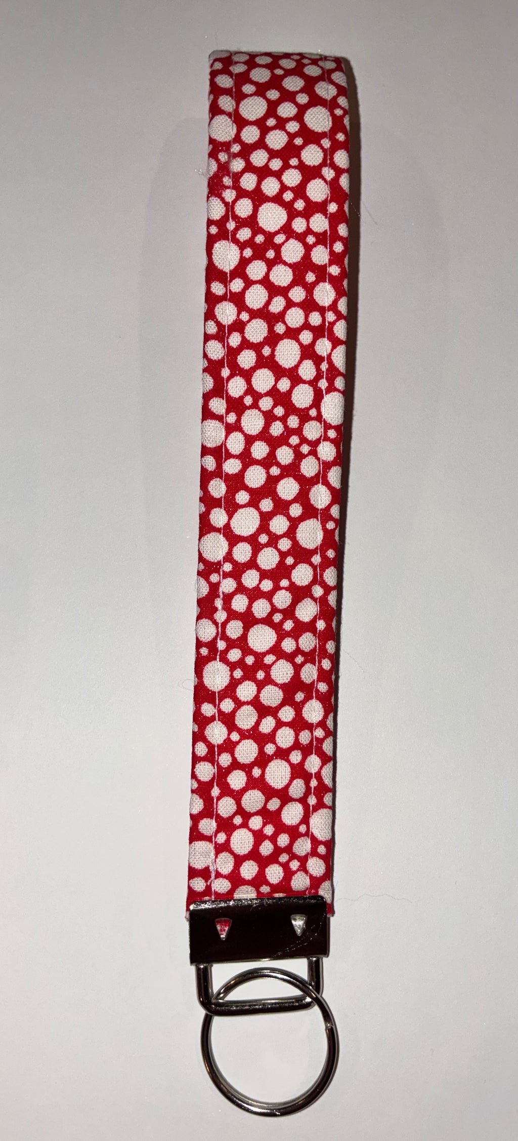 Red and white polkadot wristlet keychain #1