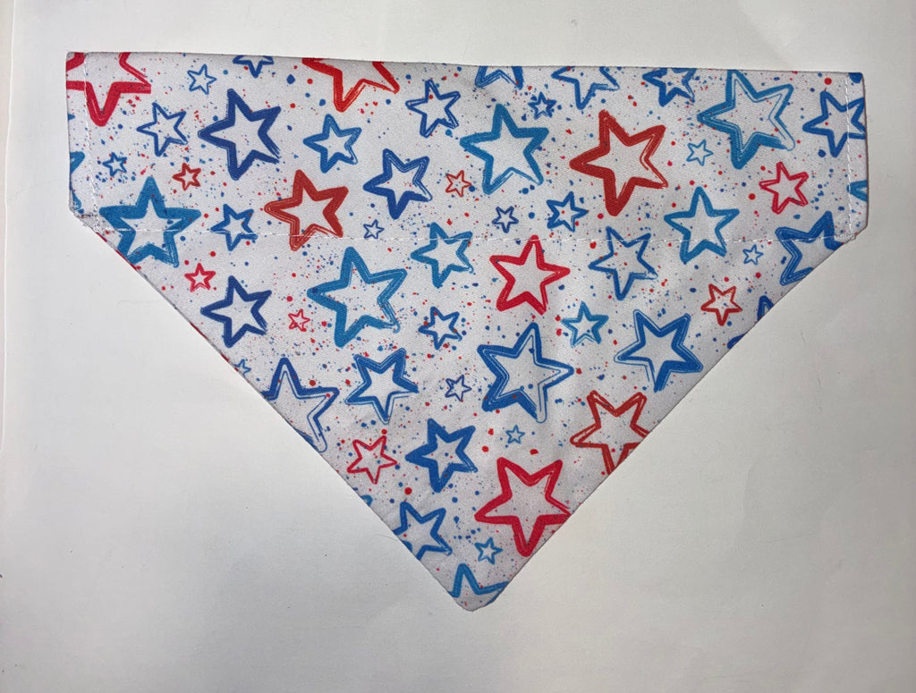 White Background with Stars Pet Bandana - Size Medium