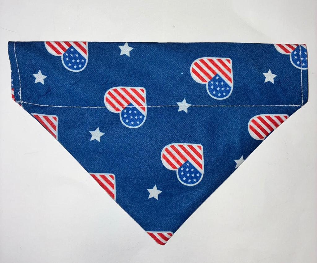 American Flag Hearts Pet Bandana - Size Medium