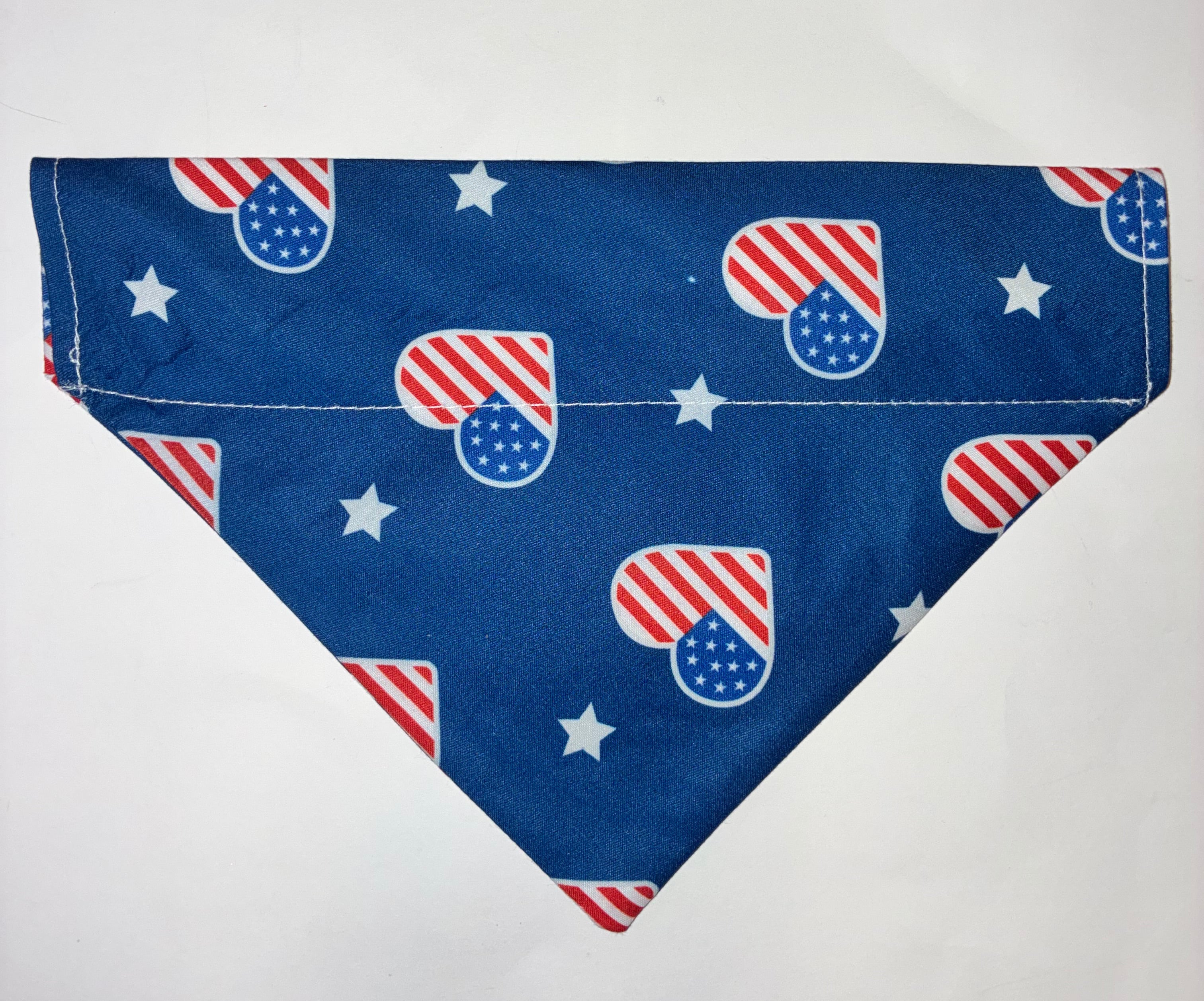 American Flag Hearts Pet Bandana - Size Medium