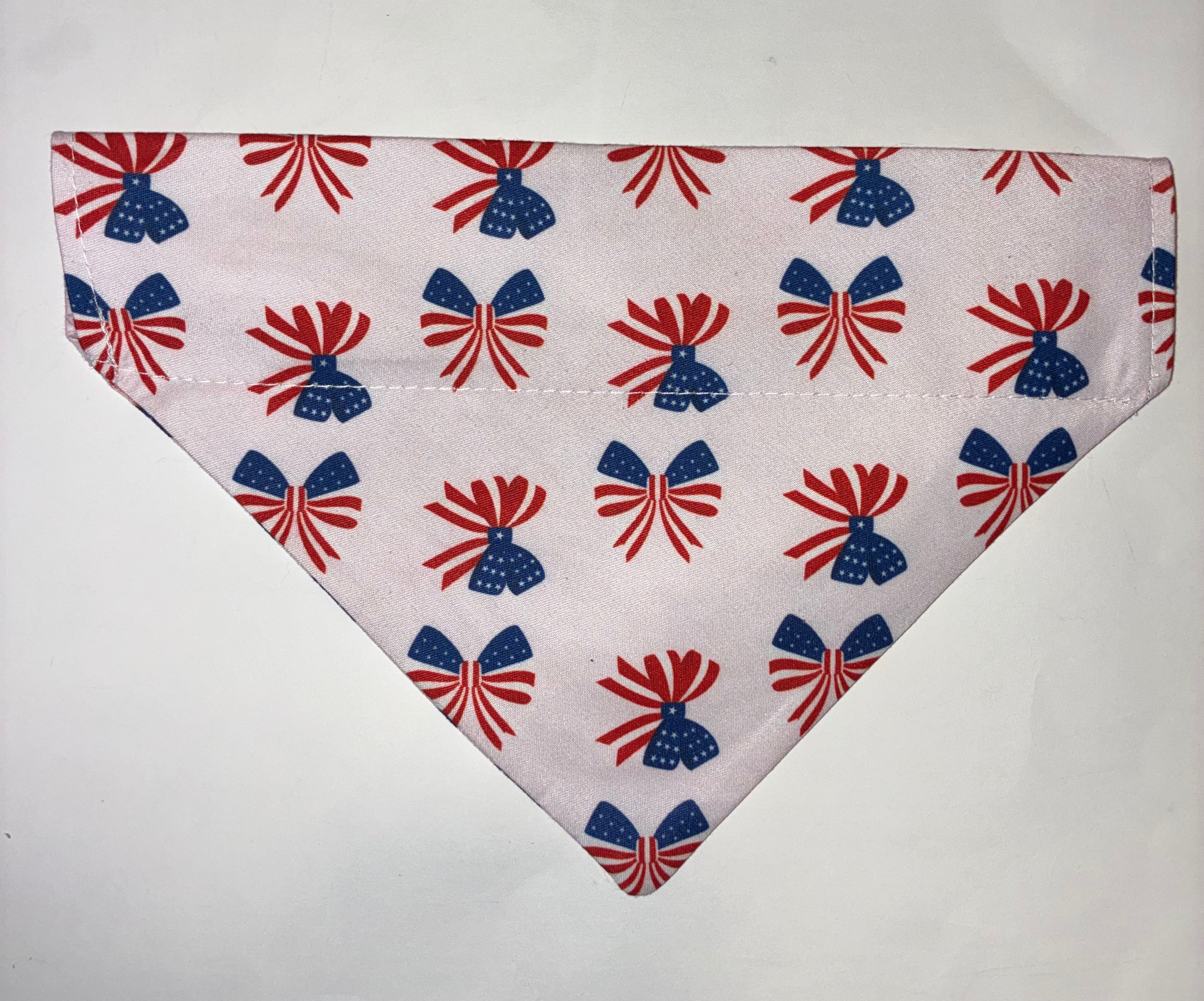 Patriotic Bow Pet Bandana - Size Medium