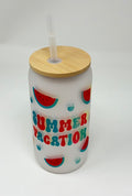 Summer Vacay 16oz Glass Cup with Bamboo Lid and Straw