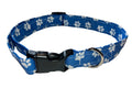 Blue with White Paw Prints Large Pet Collar