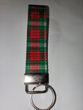 Red and Green Plaid Wristlet Keychain