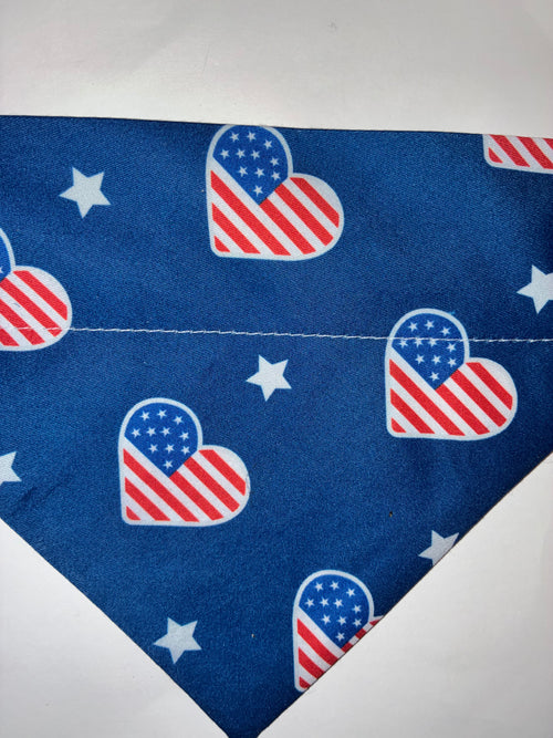 American Flag Hearts Pet Bandana - Size Medium