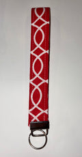 Red and white design wristlet keychain