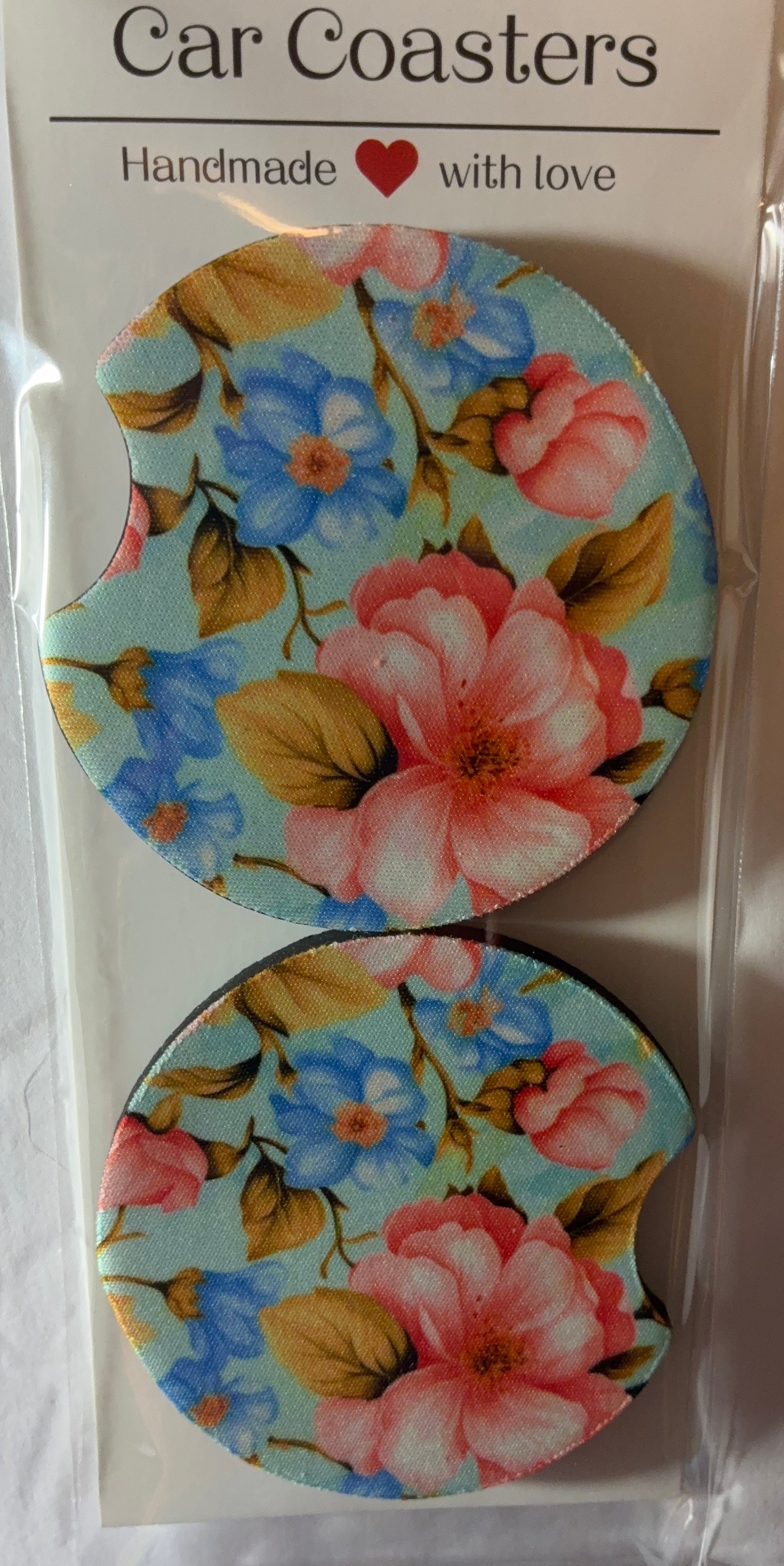 Blue floral car coasters