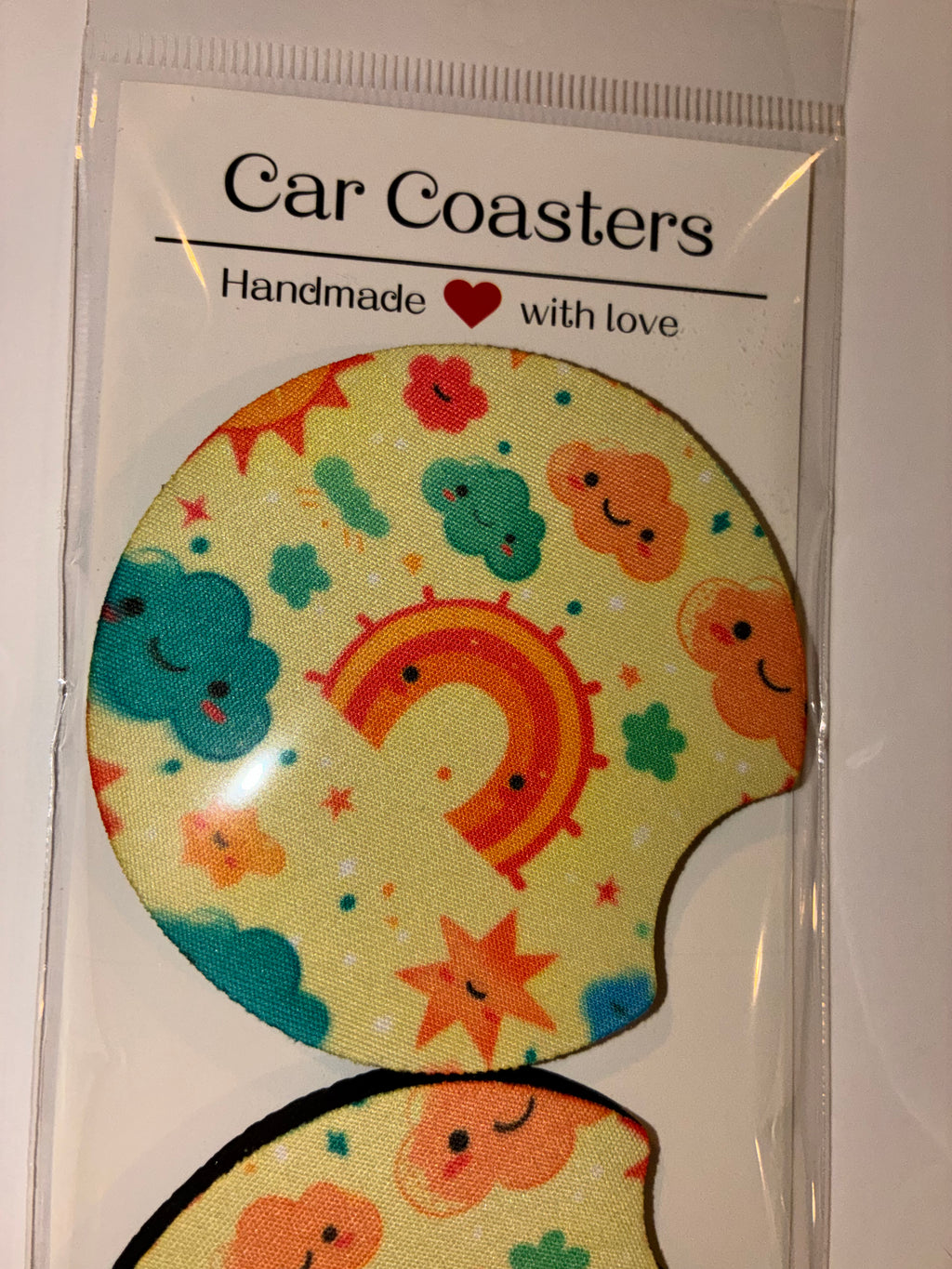 Cartoon Rainbow car coasters