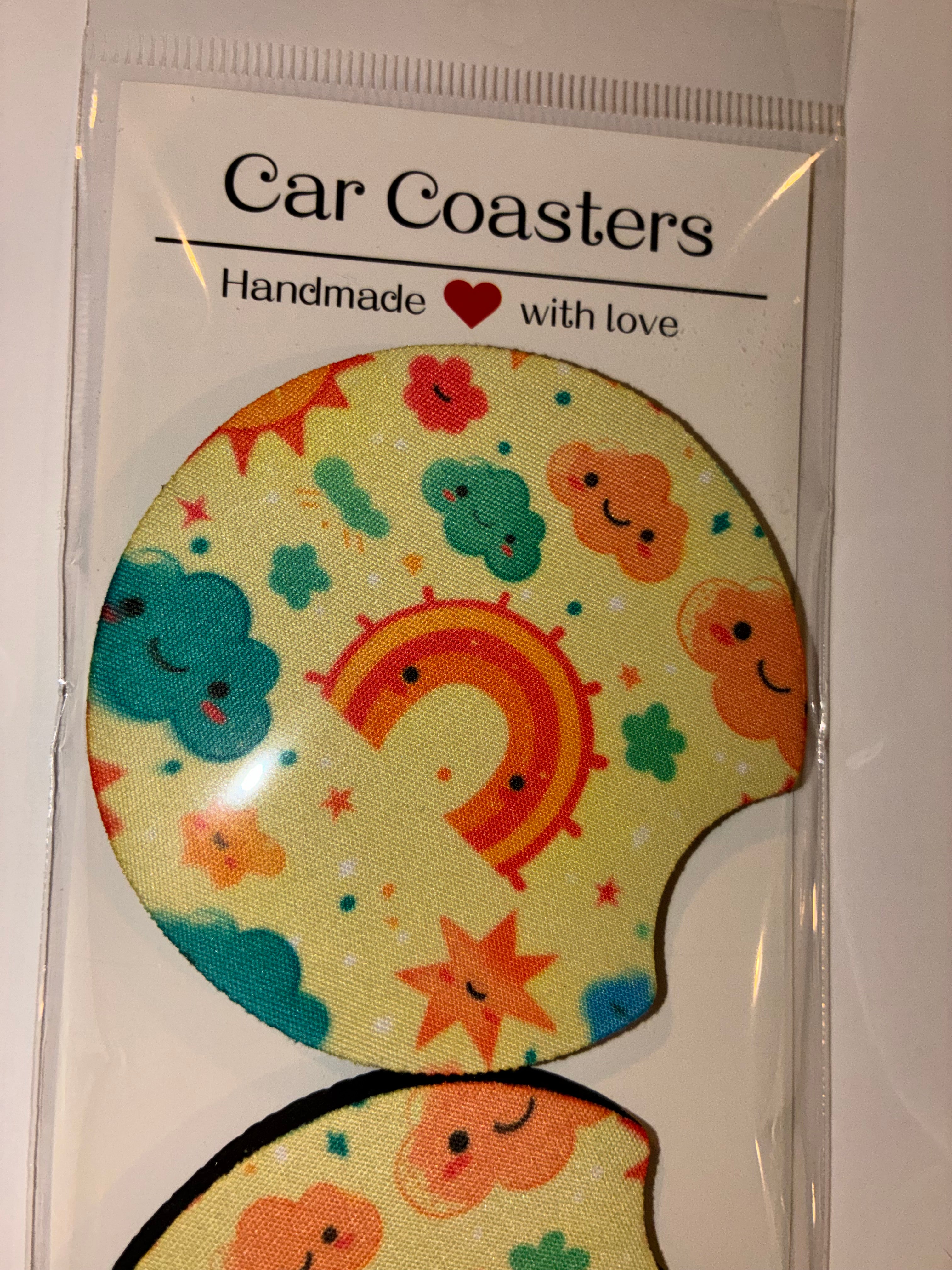 Cartoon Rainbow car coasters