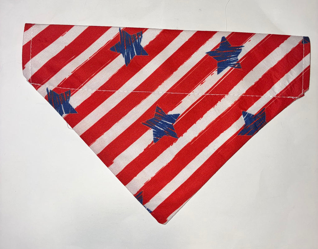 Red and White Stripe Patriotic Pet Bandana - Size Medium
