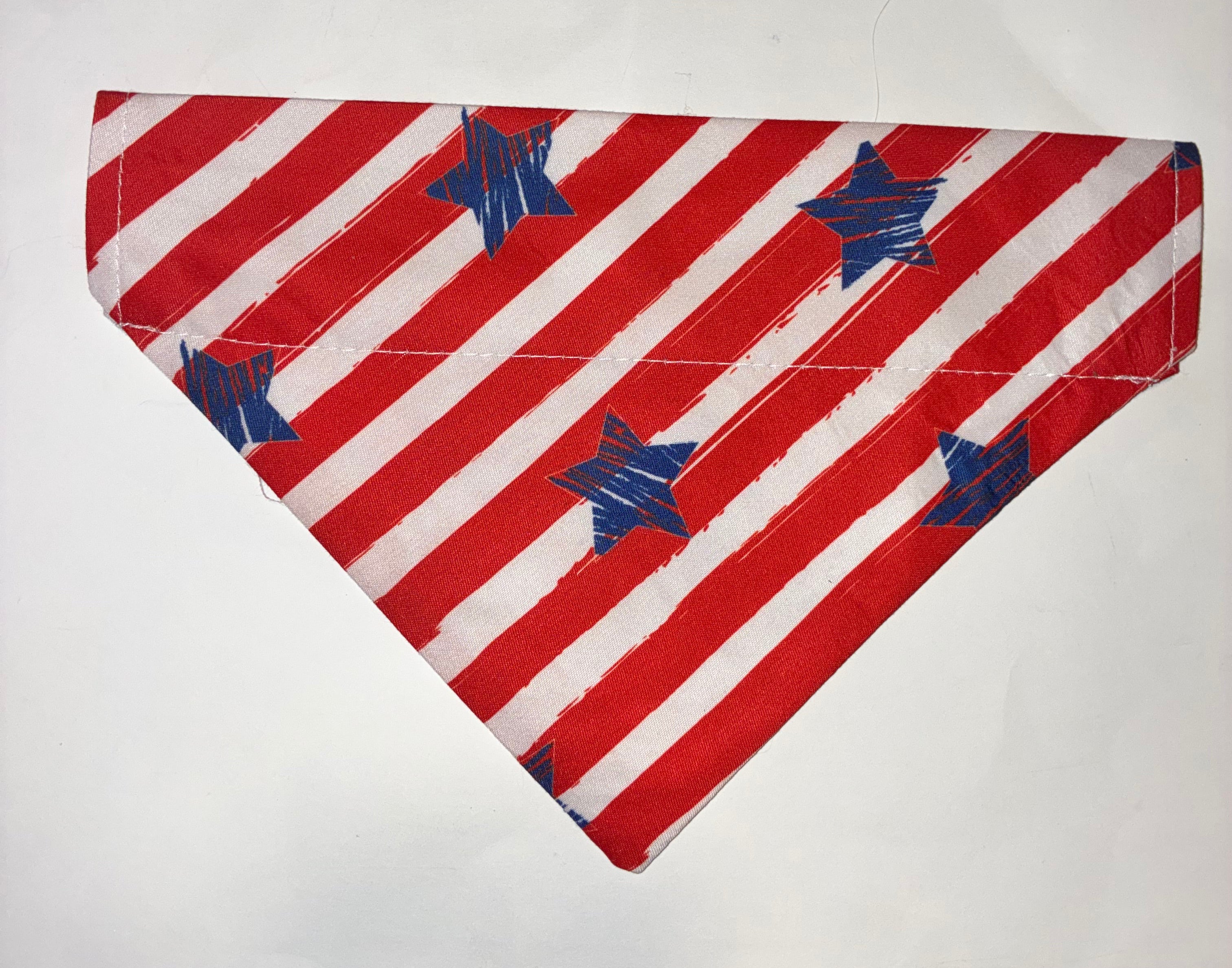 Red and White Stripe Patriotic Pet Bandana - Size Medium