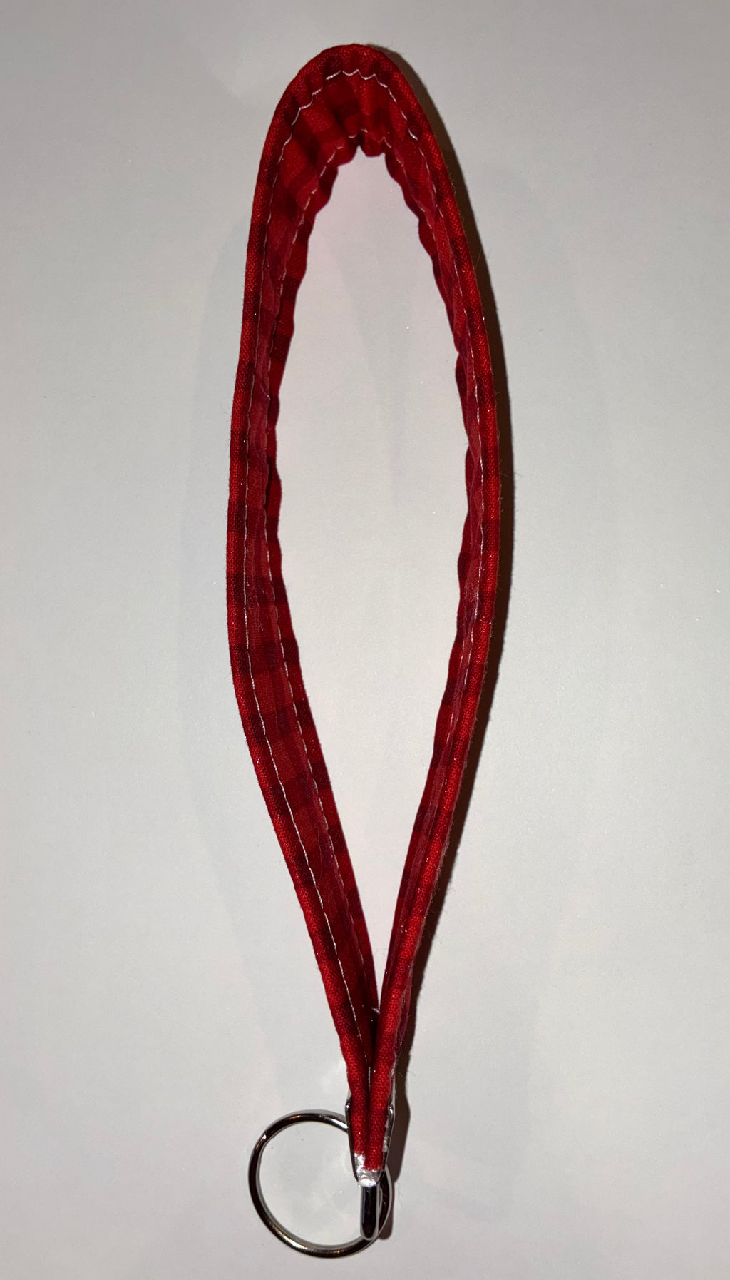 Red plaid wristlet keychain