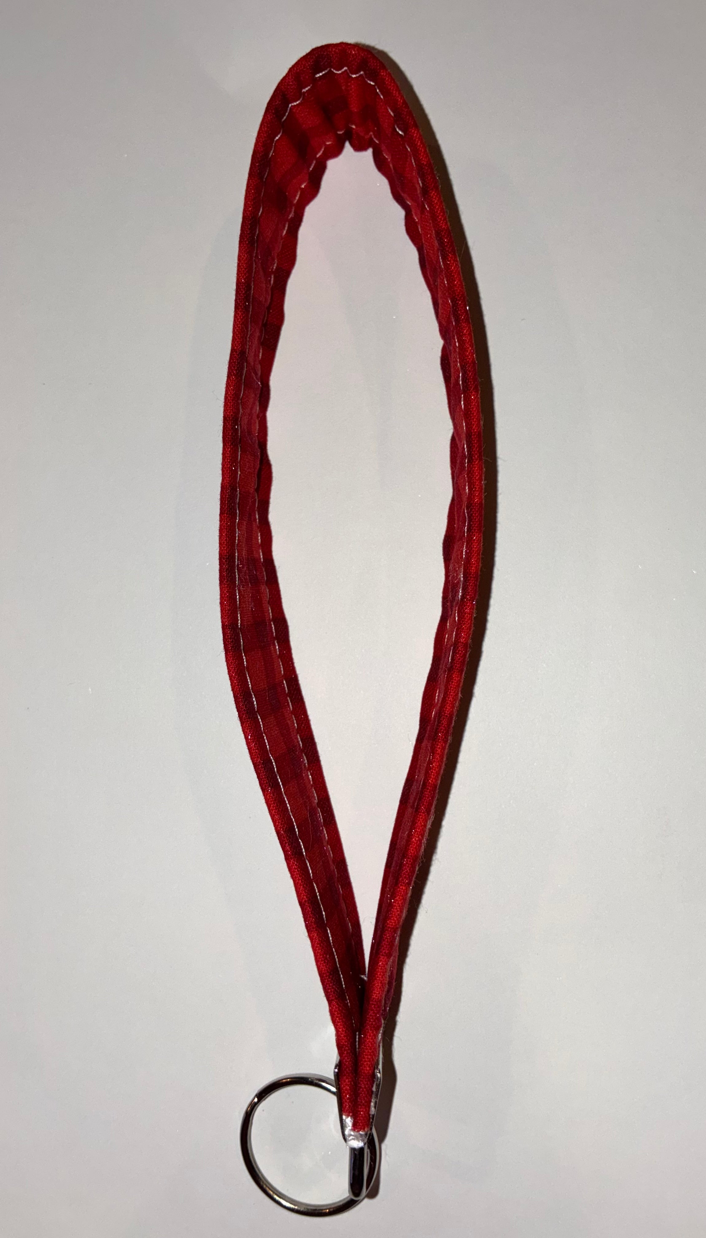 Red plaid wristlet keychain