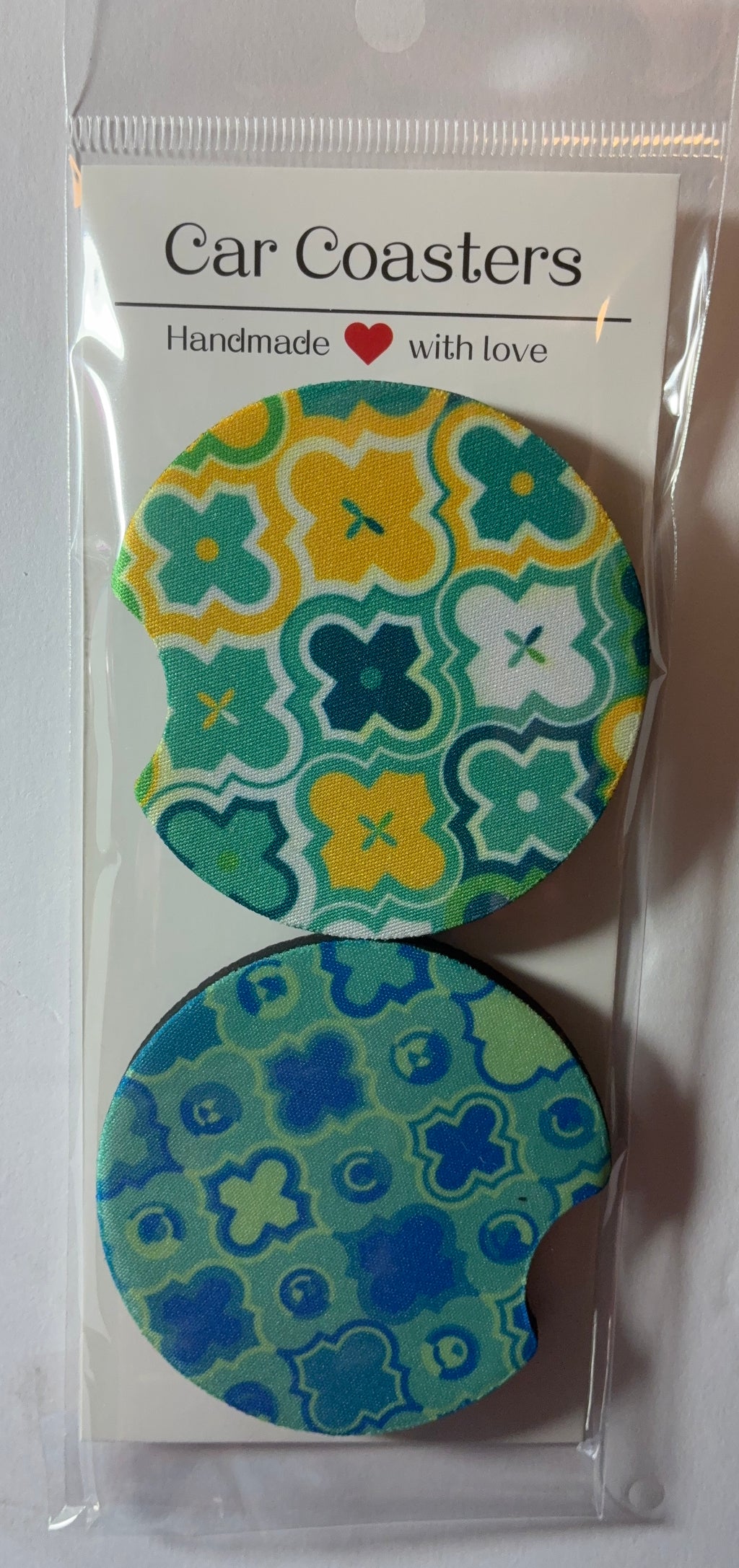 Blue flower car coasters