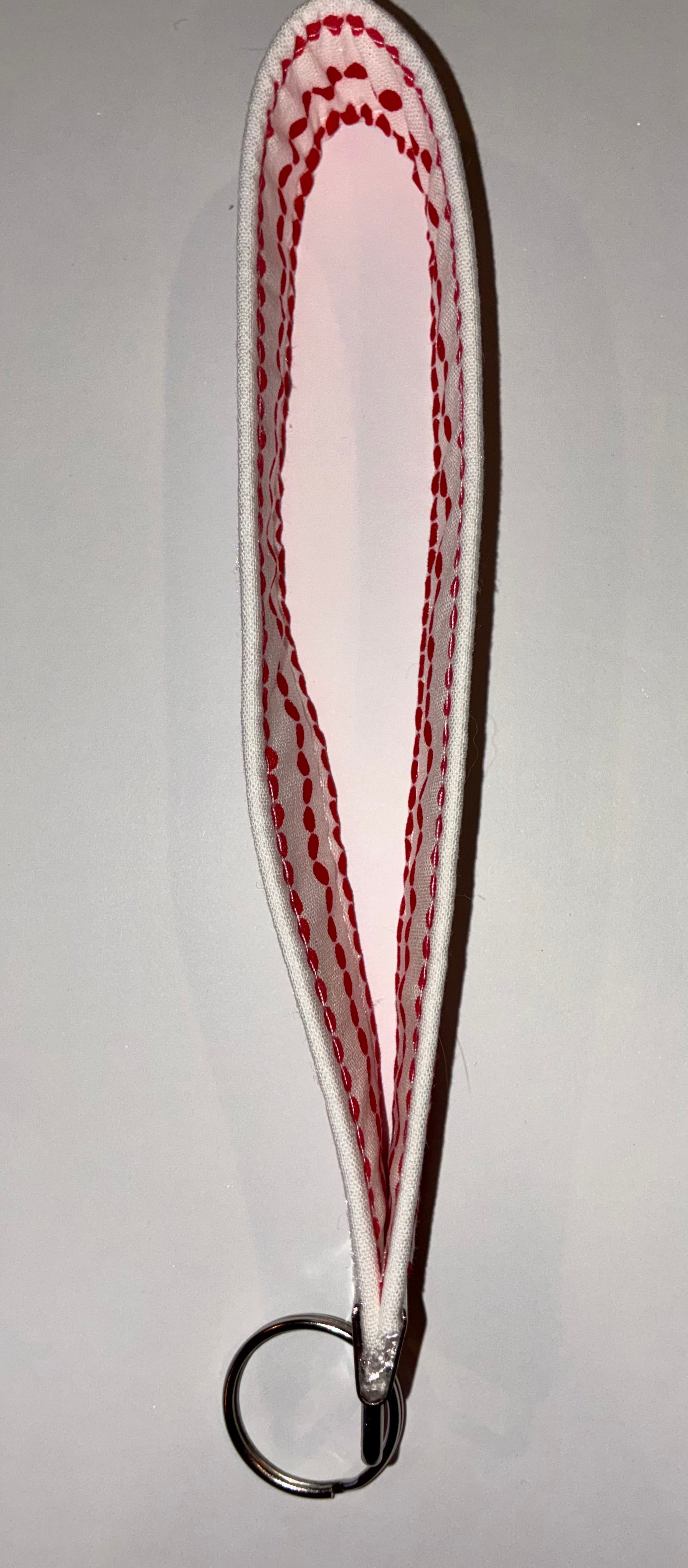 Red and white polkadot wristlet keychain #2