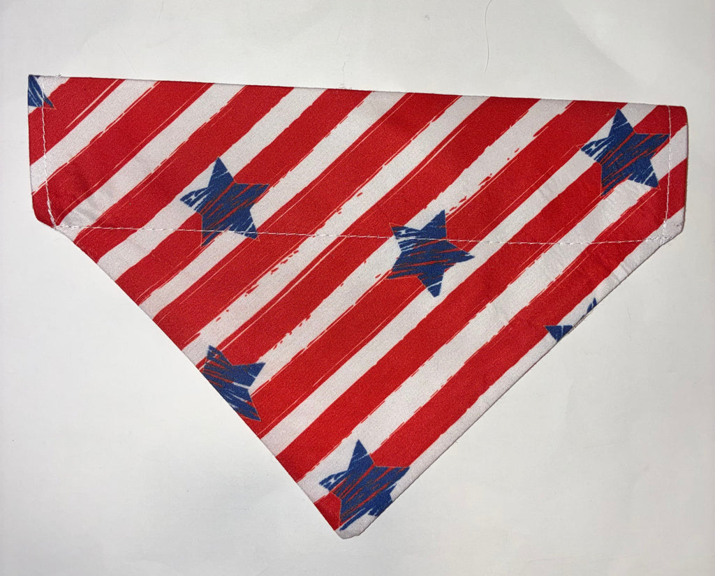 Red and White Stripe Patriotic Pet Bandana - Size Medium