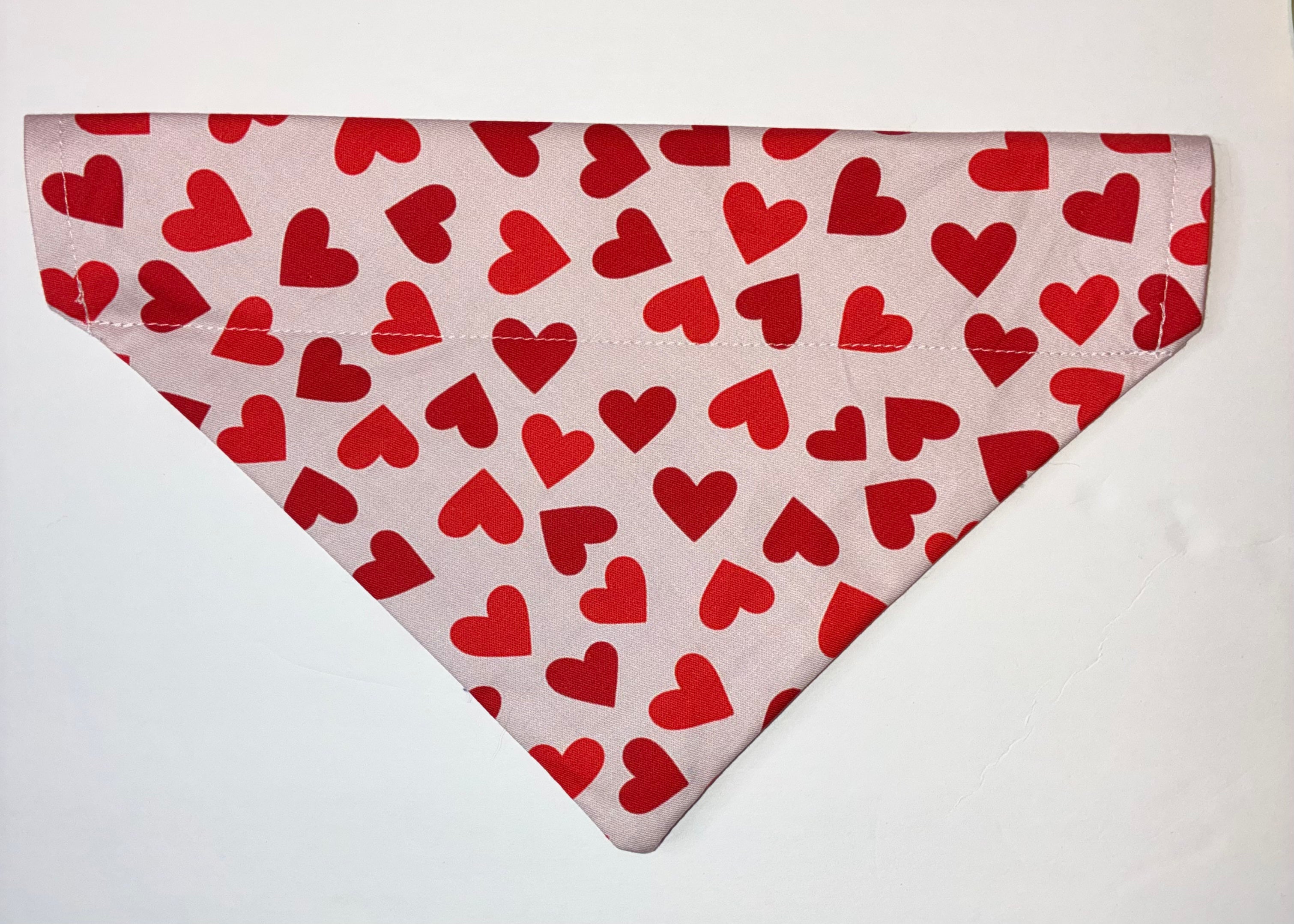 Valentine’s Day Heart Pet Bandana - 100% Cotton Fabric with Fusible Interfacing for Collars 1 Inch Wide - Perfect for Photos Walks or Gifting