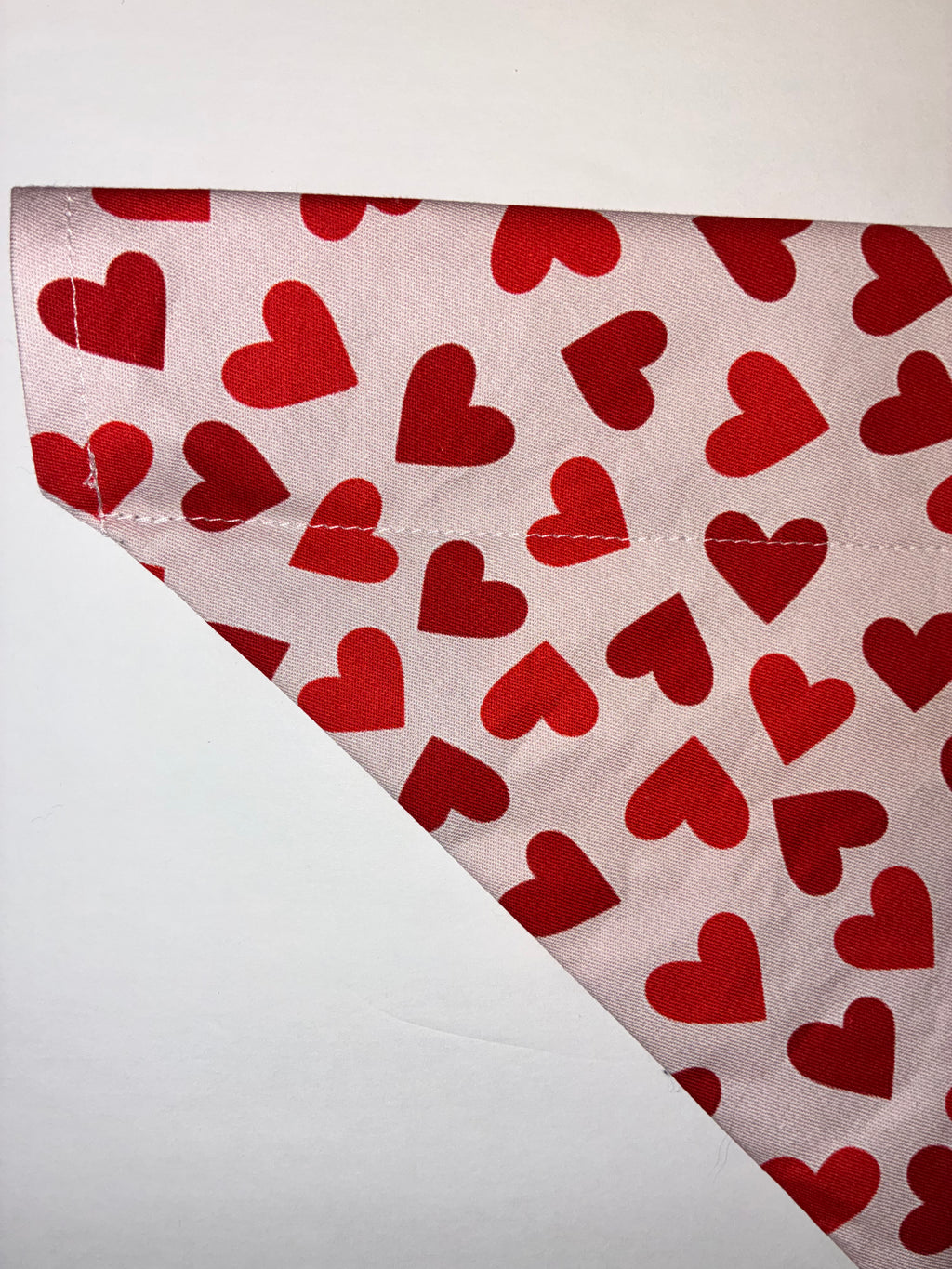 Valentine’s Day Heart Pet Bandana - 100% Cotton Fabric with Fusible Interfacing for Collars 1 Inch Wide - Perfect for Photos Walks or Gifting