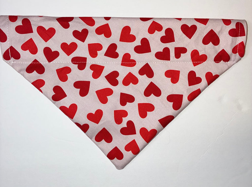 Valentine’s Day Heart Pet Bandana - 100% Cotton Fabric with Fusible Interfacing for Collars 1 Inch Wide - Perfect for Photos Walks or Gifting