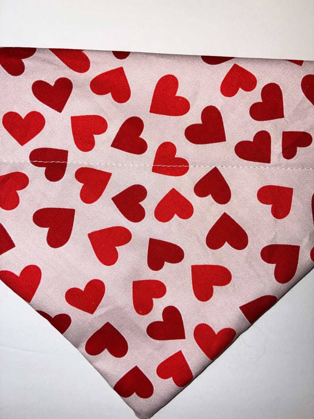 Valentine’s Day Heart Pet Bandana - 100% Cotton Fabric with Fusible Interfacing for Collars 1 Inch Wide - Perfect for Photos Walks or Gifting