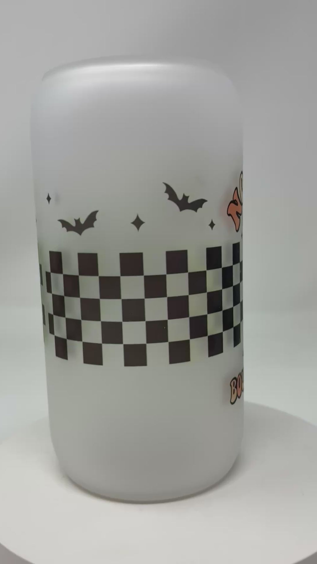 Halloween Glass Cups with Bamboo Lid and Straw