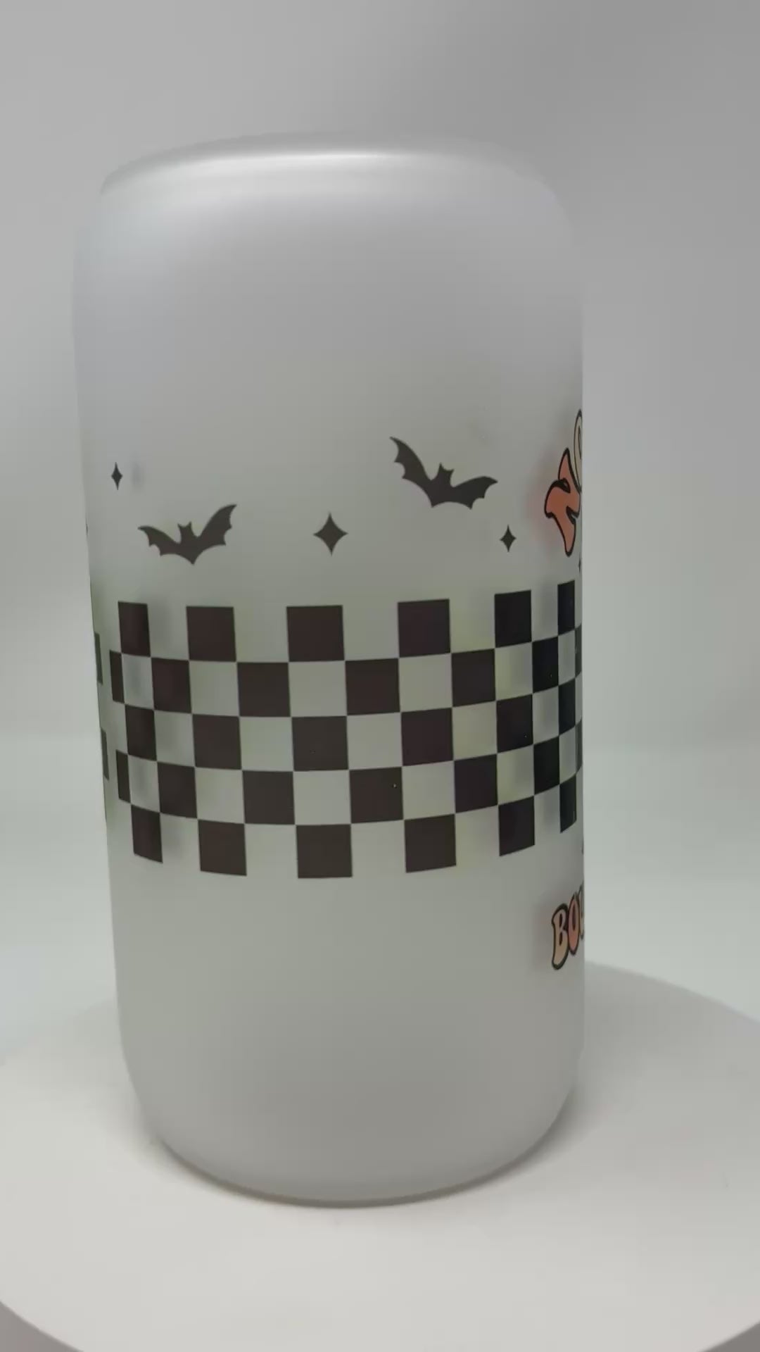 Halloween Glass Cups with Bamboo Lid and Straw