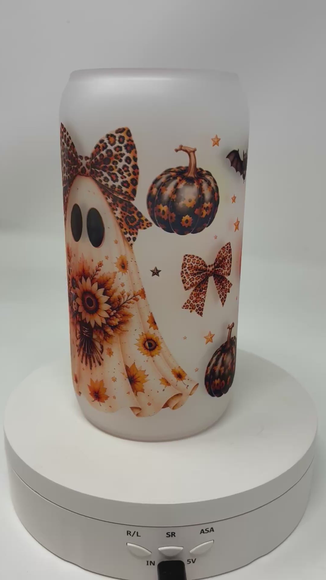 Halloween Glass Cups with Bamboo Lid and Straw
