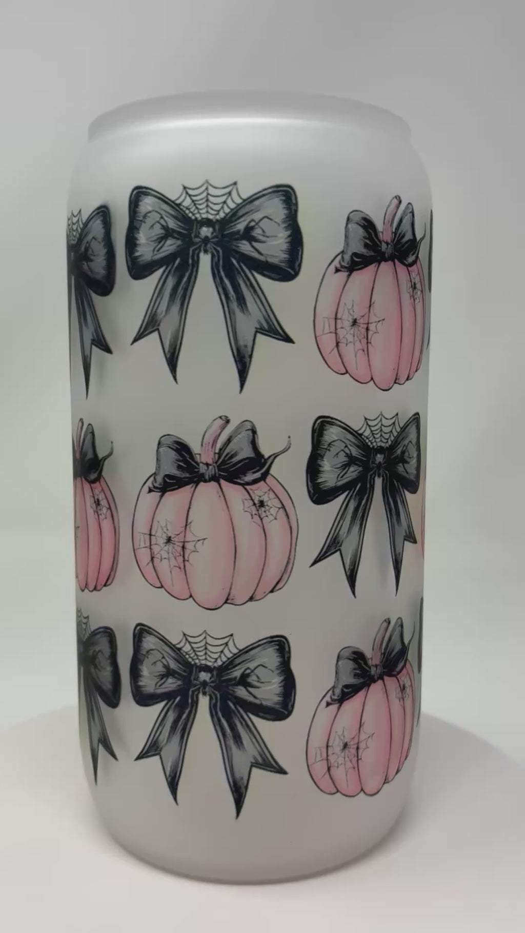 Halloween Glass Cups with Bamboo Lid and Straw