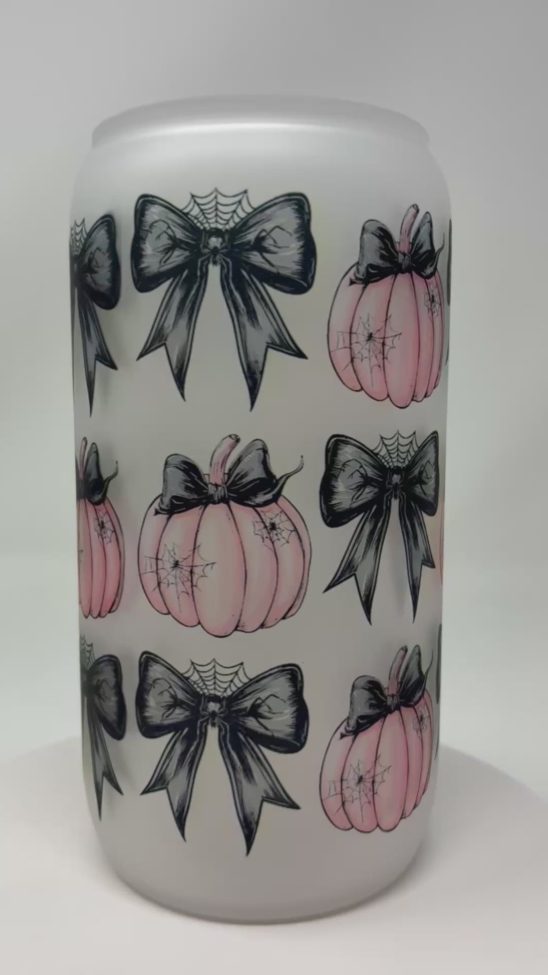 Halloween Glass Cups with Bamboo Lid and Straw