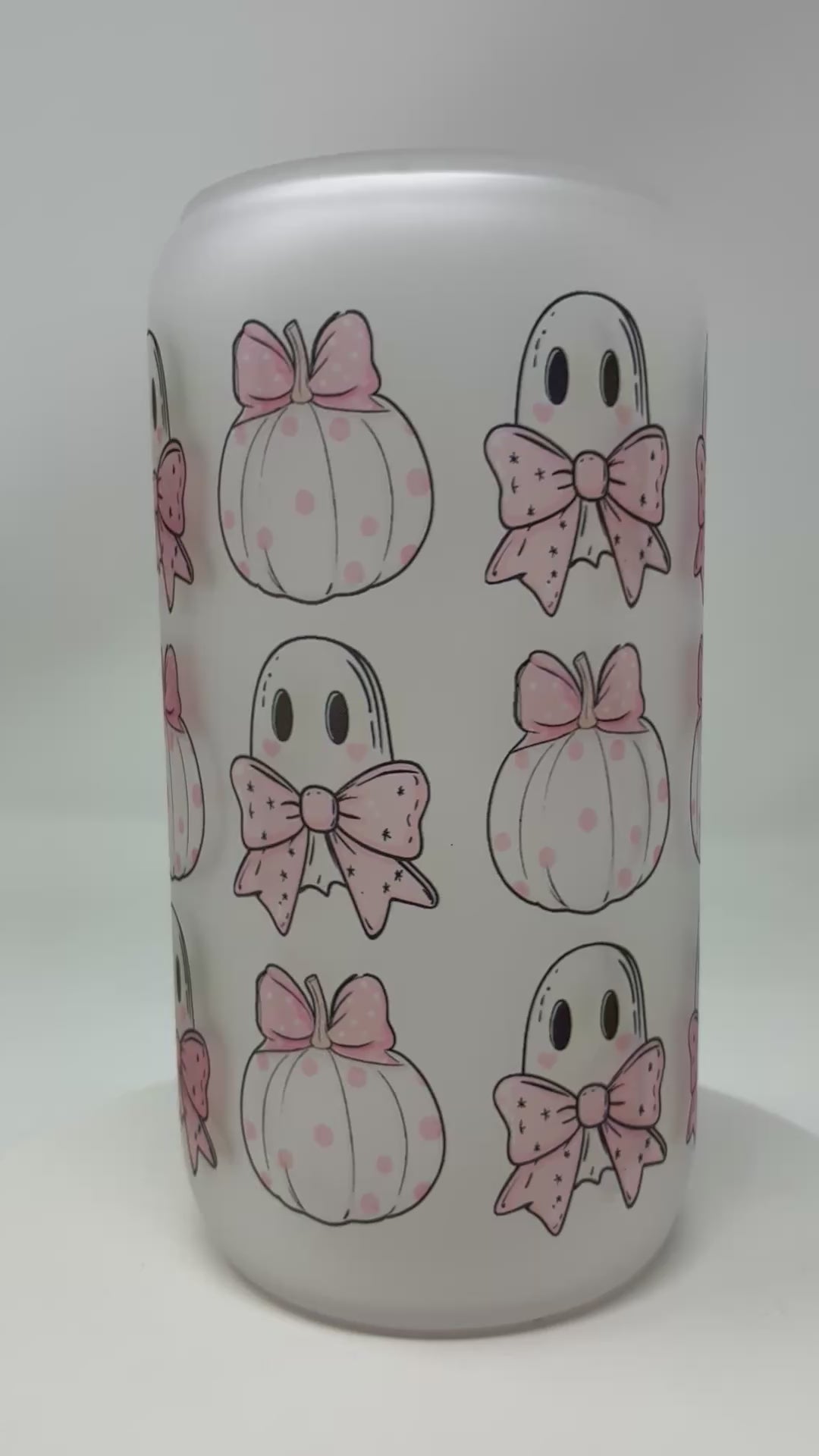 Halloween Glass Cups with Bamboo Lid and Straw