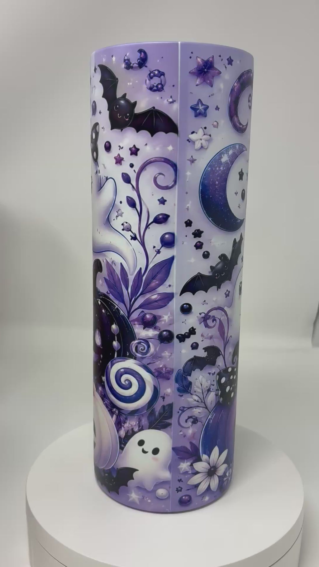 Purple Ghost Glow in the Dark 20 Oz Tumbler With Lid And Straw