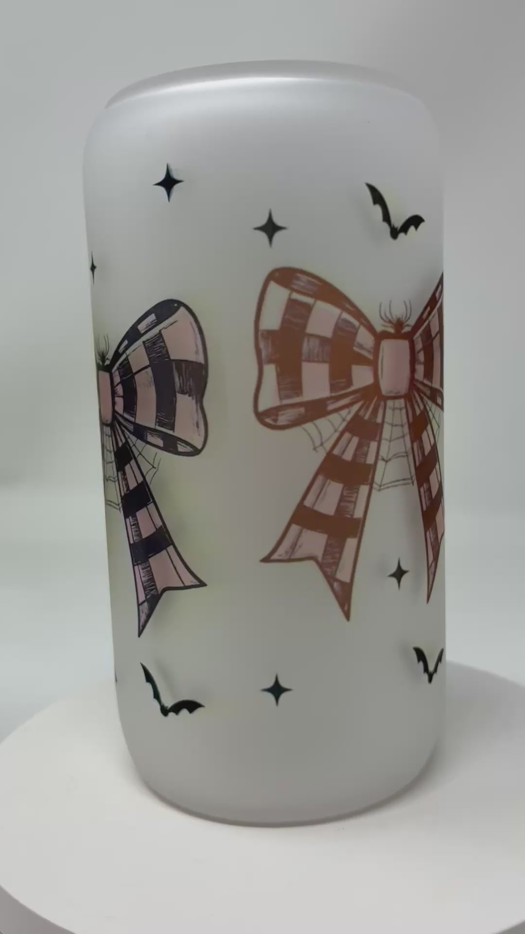 Halloween Glass Cups with Bamboo Lid and Straw