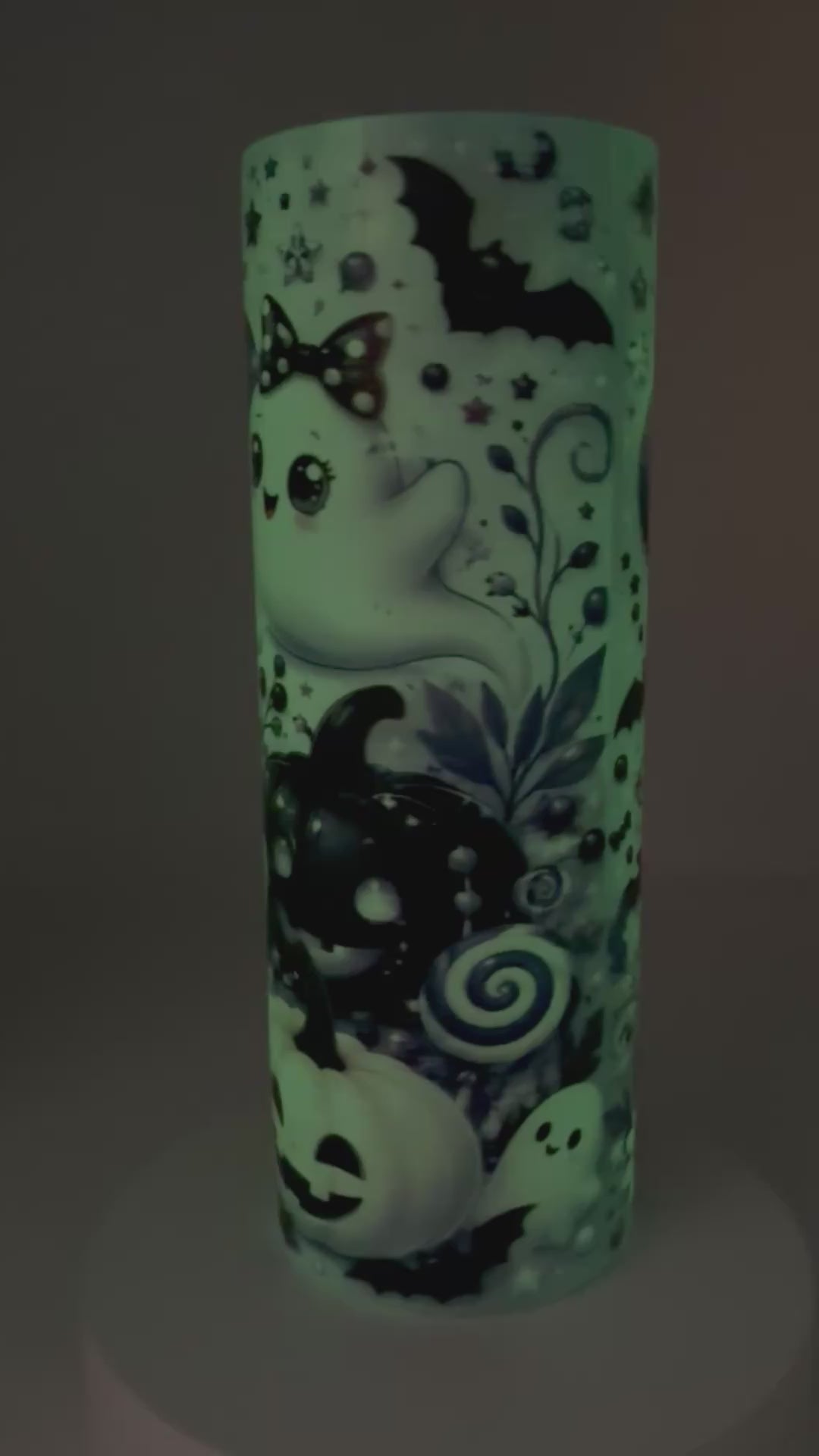 Purple Ghost Glow in the Dark 20 Oz Tumbler With Lid And Straw